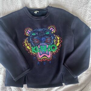 Kenzo Navy Sweatshirt with Colorful Tiger Embroidery